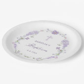 Floral Lilac Lavender Wreath Baptism Papieren Bordje (Gekanteld)