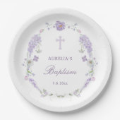 Floral Lilac Lavender Wreath Baptism Papieren Bordje (Voorkant)