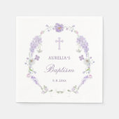 Floral Lilac Lavender Wreath Baptism Servet (Voorkant)