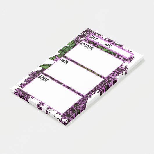 Floral Lilacs Camping Menu Maaltijdplanningstool Post-it® Notes (Schuin)