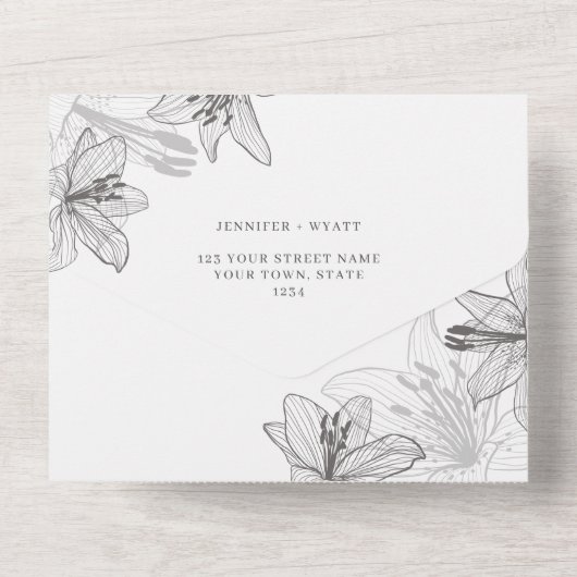 Floral Lilies All In One Uitnodiging (Achterkant)