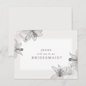 Floral Lilies Bridesmaid-kaartje geïllustreerd (Voorkant / Achterkant)