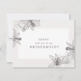 Floral Lilies Bridesmaid-kaartje geïllustreerd