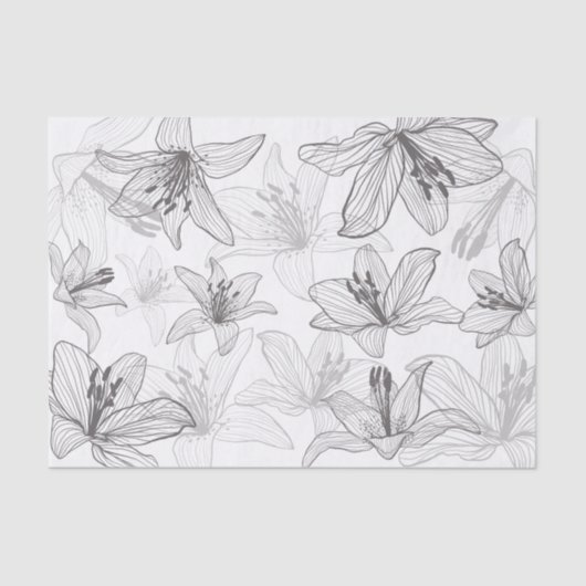 Floral Lilies Line Art Tissuepapier (Voorkant)