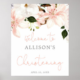 Floral lilies Spring Christening welkomstteken Poster