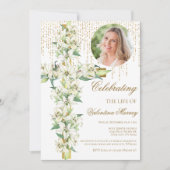 Floral Lily Cross Celebration of Life Funeral Kaart (Voorkant)