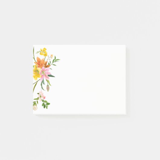 Floral Lily Flowers - Roze, Oranje geel Post-it® Notes (Voorkant)