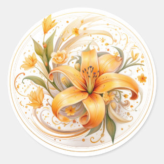Floral Lily Ronde Sticker