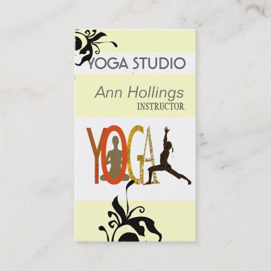 Floral Lily Yoga Design Tree Pose Visitekaartje (Voorkant)