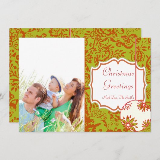  Floral Lime Green-kerstkaart Feestdagenkaart (Voorkant / Achterkant)