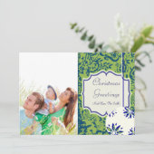 Floral Lime Green-kerstkaart Feestdagenkaart (Staand voorkant)
