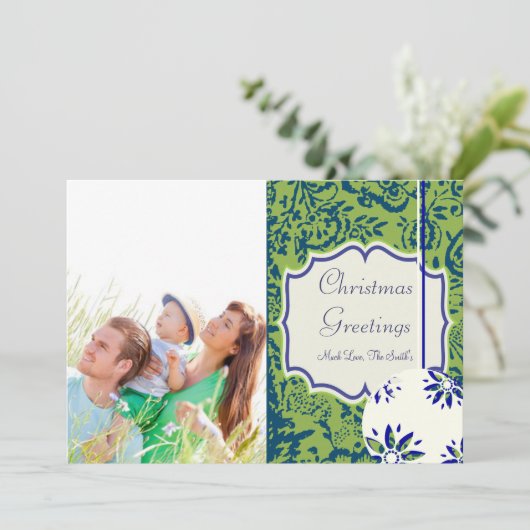  Floral Lime Green-kerstkaart Feestdagenkaart (Staand voorkant)