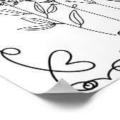 Floral Line Art 70th Wedding Jubileum Welkom Poster (Hoek)