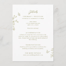 Floral Line Art Butterflies Wedding Details Informatiekaartje