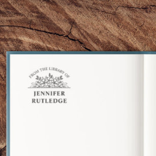 Floral Line Art Curved Text Book Bord Zelfinktende Stempel