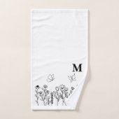 Floral Line Art Custom Monogram Bad Handdoek (Handdoek)