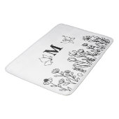Floral Line Art Custom Monogram Badmat (Gekanteld)