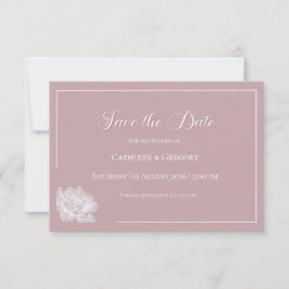 Floral Line Art Dusty Rose and White Wedding Save The Date