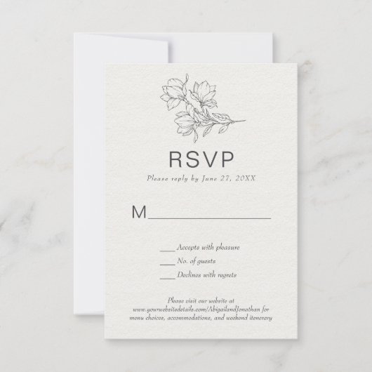 Floral Line Art Eenvoudige op maat gemaakte klassi Kaart (Voorkant)