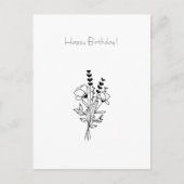 Floral Line Art Flowers Illustration Birthday Card Briefkaart (Voorkant)