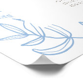 Floral Line Art Frans Blauw Huwelijk Zitting Grafi Poster (Hoek)