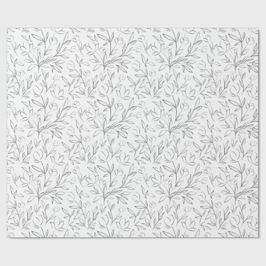 Floral Line art inpakpapier (Vlak)