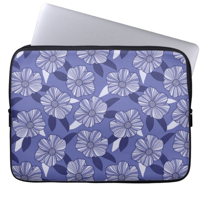 Floral Line Art Laptop Sleeve (Voorkant)