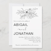 Floral Line Art Minimal Eenvoudige bruiloft op maa Kaart (Voorkant)