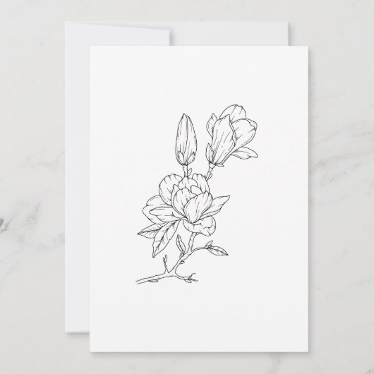 Floral Line Art Minimal Eenvoudige bruiloft op maa Kaart (Achterkant)