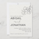 Floral Line Art Minimal op maat gemaakte ivoren br Kaart (Voorkant)