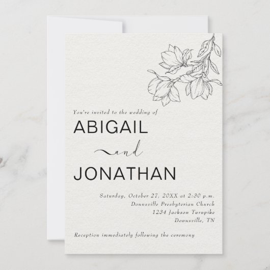 Floral Line Art Minimal op maat gemaakte ivoren br Kaart (Voorkant)