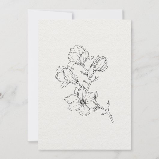 Floral Line Art Minimal op maat gemaakte ivoren br Kaart (Achterkant)