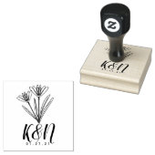 Floral Line Art Minimalistisch Initiaal Logo bruil Rubberstempel (Gestempeld)