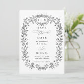 Floral Line Art Save The Date Invitation (Staand voorkant)