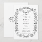 Floral Line Art Save The Date Invitation (Voorkant / Achterkant)