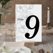Floral Line Art Wedding Table Number Card Kaart