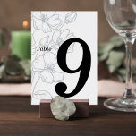 Floral Line Art Wedding Table Number Card Kaart<br><div class="desc">Elegant and modern wedding table number card featuring delicate floral line art on a soft neutral background. The minimalist botanical illustration adds a romantic and refined touch to your reception décor, while the bold table number ensures guests can easily find their seats. Perfect for garden weddings, modern minimalist celebrations, botanical...</div>