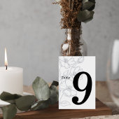 Floral Line Art Wedding Table Number Card Kaart