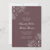 Floral Line Art Wedding Uitnodiging (Voorkant)