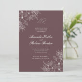 Floral Line Art Wedding Uitnodiging (Staand voorkant)