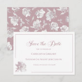 Floral Line Art White Dusty Rose Wedding  Save The Date (Voorkant / Achterkant)
