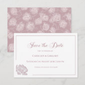 Floral Line Art White Dusty Rose Wedding Save The Date (Voorkant / Achterkant)
