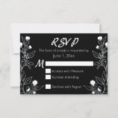 Floral Line Art White en Black RSVP (Voorkant)