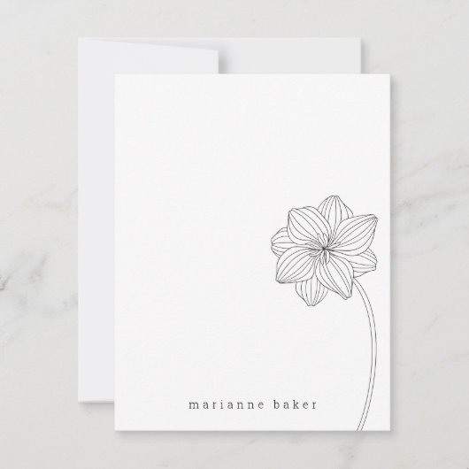 Floral Line Drawing Personalized Notecard Bedankkaart (Voorkant)