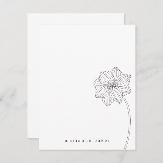 Floral Line Drawing Personalized Notecard Bedankkaart (Voorkant / Achterkant)