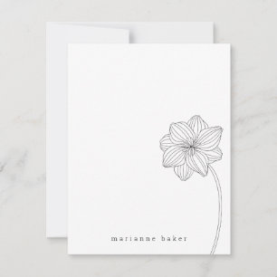 Floral Line Drawing Personalized Notecard Bedankkaart
