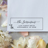 Floral Line Lijst Aangepaste naam en retouradres Rubberstempel