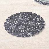 Floral Line Monochrome Kartonnen Onderzetters (Gekanteld)