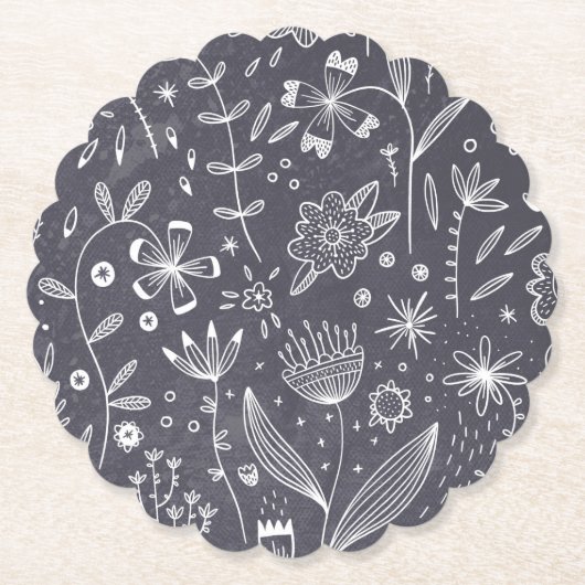 Floral Line Monochrome Kartonnen Onderzetters (Voorkant)