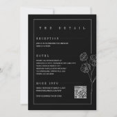Floral Line Rustic Black Elegant All in Wedding  Kaart (Voorkant)